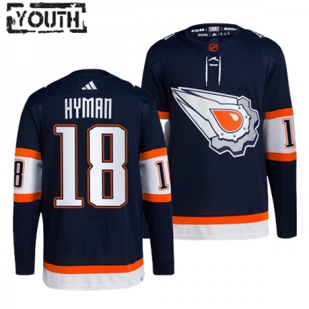 Edmonton Oilers Dresy Zach Hyman 18 Adidas 2022-23 Navy Reverse Retro 2.0 Authentic - Dětské Edmonton Oilers Dresy Zach Hyman 18 Adidas 2022-23 Navy Reverse Retro 2.0 Authentic - Dětské